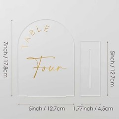 JINMURY Frosted Arch Wedding Table Numbers 1-15 w/Stands, 5″x7″ Acrylic.