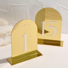 Gold Mirror Arch Wedding Table Numbers 115 Acrylic Signs 5×7 Inch 15 PCS