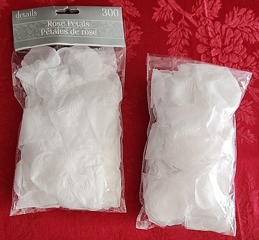 Lot of 2 300 Count Each White Fabric ROSE PETALS Wedding Crafts Party Valentines