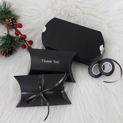 50pcs Kraft Black White Paper Pillow Box for Jewelry Candy Gift Wedding Favor Sm