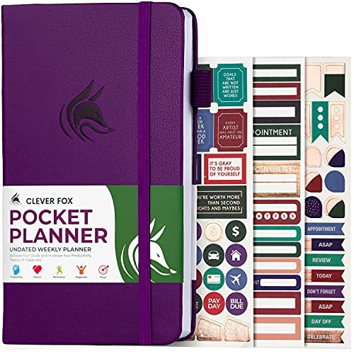 Pocket Planner Weekly – Undated Monthly Goal Pocket size (3.7″ x 6.7″) Purple