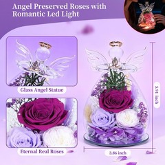 Gifts for Women Preserved Rose Forever Flower Eternal Roses in Small, Purple