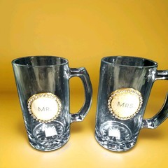 NIB~PAIR ~ MR & MRS «BEER MUGS» wedding «from this day Forward» NEW IN BOXES