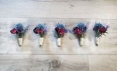 Lavender Blue Bridal Bouquet Burgundy Sola Wood Flower Bridesmaid Wildflowers
