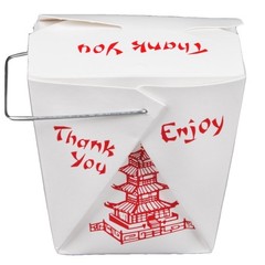 Combo – Pack of 25 Chinese Take Out Boxes Pagoda 50 Piece Set, White and Red