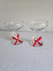 Vintage 1973 Treasure Masters Bride Groom Decorative Toast Champagne Glass Set