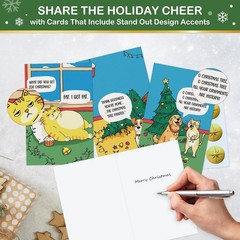 FLYAB Funny Christmas Cards Boxed – 24 Assorted Christmas Cards with Envelope…