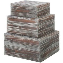 Torched Wood Stackable Cake/ Dessert/ Jewelry Display Box Risers Stand, Set of 3