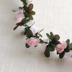2 BLUSH DUSTY ROSE 8 ft long Silk Mini Rose Wedding Garland Leaves Bendable
