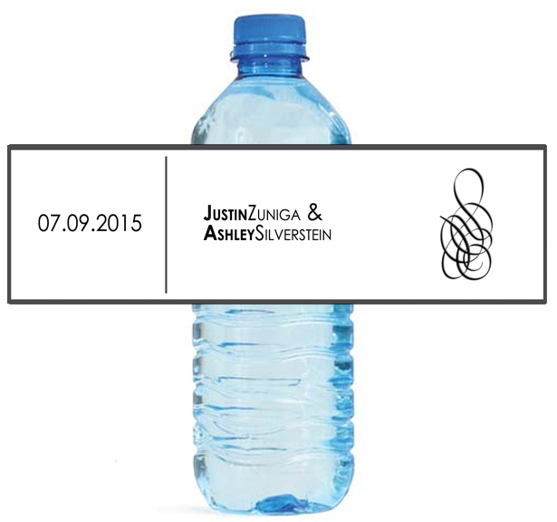 100 Modern Bold Black and Grey Wedding Birthday Party Water Bottle Labels 8″x2″