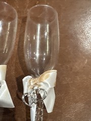 Wilton Toasting Glasses Silver Tone Hearts Flute Style 6 Ounces Set Of 2