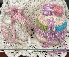 2 Crochet Drawstring Bags Wedding Party Favor Pouch Jewelry Gift Coin Dice Bags