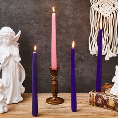 Patelai 40 Pcs Christmas Advent Candle Set Taper 10 inches, Purple Pink