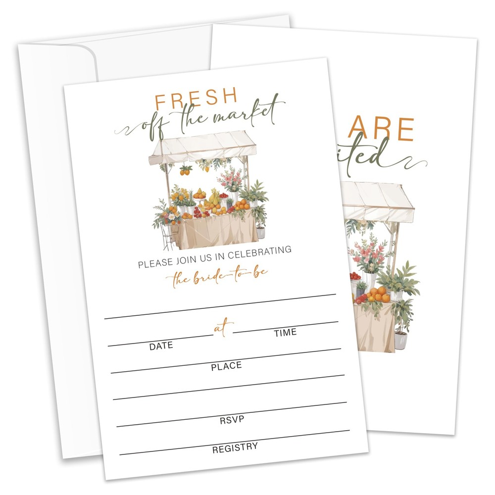 HONPHAX Fresh Off the Market Bridal Shower Invitations, 4″ x 6″ (A6), Boho
