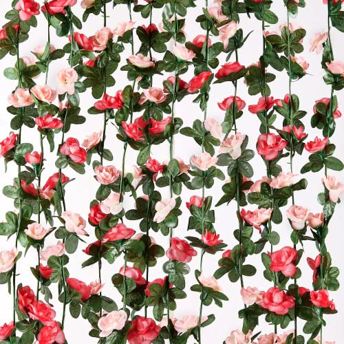 Flower Garland Rose Vines, 2 Strands 16.5Ft Flower Vines for Bedroom, Rose
