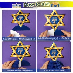 9 Pieces Hanukkah Table Decorations Centerpiece 8 x 8 inches, Blue
