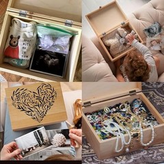 Wooden Memory Keepsake Box, Floral Heart Engraved 9.8″L x 7.8″W x 4.1″H Khaki