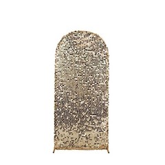 6 ft CHAMPAGNE Big Payette Sequin Fitted Round Top Wedding Arch STAND COVER