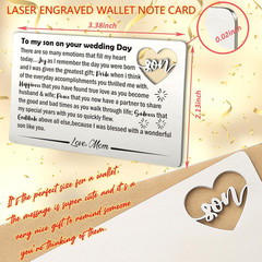 YODOCAMP Son Wedding Gifts from Mom, Engraved Wallet Card Insert for Son on His