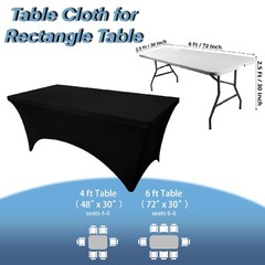 Black Spandex Table Covers for 6 Foot Tables – 6 FT Universal Rectangular Fit…