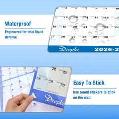 32″x48″ Academic Wall Calendar 2026-2027, 12 Months Large Calendar, Wet & Dry…