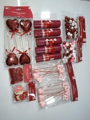 Lot of 12- Glitter Tulle 6X3 Yards Fuchsia. Glitter Foam Hearts Lip Love & More