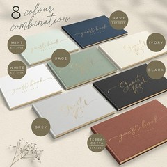 Linen Wedding Guest Book Durable Hardcover Gold Foil Elegant Design Blank Pages