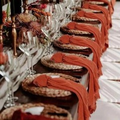 12.5″ Rustic Gauze Table Decor Placemat Napkin with Fringe