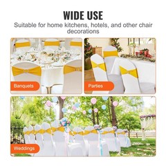 50pc Elastic Spandex Chair Sashes & Round Buckle Bands – Golden Yellow