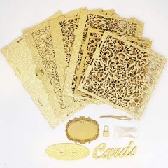 Gold Wedding Card Box with Lock Glitter Wooden Gift Card Holder for Reception