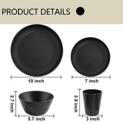 Liyh Love In Your Heart Liyh 48 Pcs Black Wheat Straw Plates And Bowls