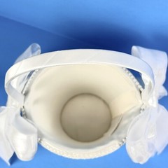 White Flower Girl Wedding Small Basket Lace~Padded~Ribbons Special Occasion