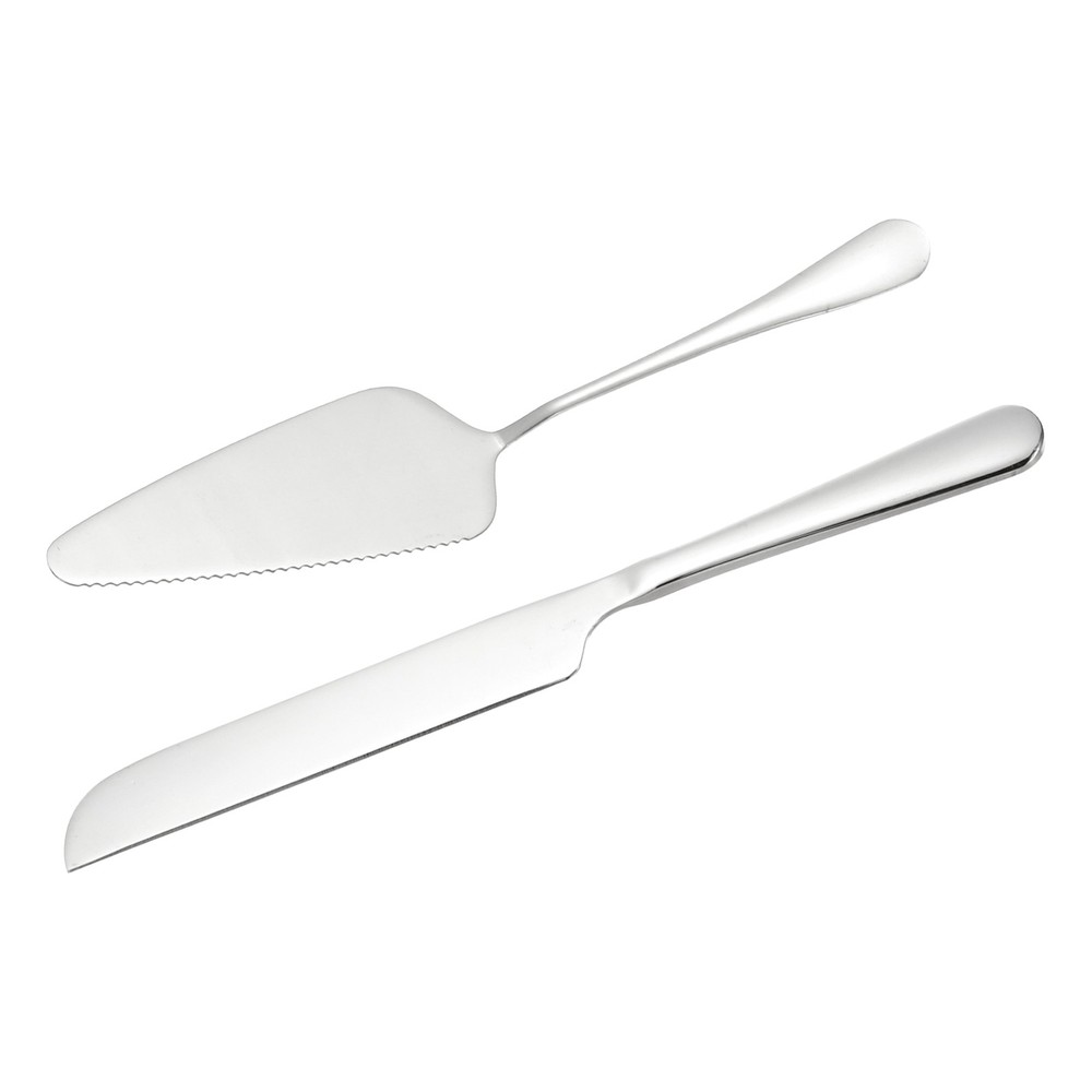 Wedding Cake Knife and Server Set Silver Cake Cutting Set (10.6/9 Inch)