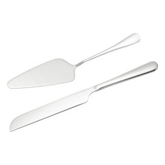 Wedding Cake Knife and Server Set Silver Cake Cutting Set (10.6/9 Inch)