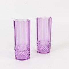 6 PURPLE 14 oz Crystal Plastic DRINKING GLASSES Party Events Disposable