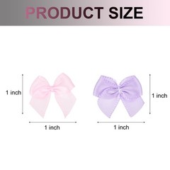 100Pcs Mini Ribbon Bows 1″ Mini Fabric Satin Ribbon Flower Bows Pink & Purple