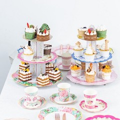 24 Assorted Floral Paper Cups Saucers Set Party Events Tableware Decorations