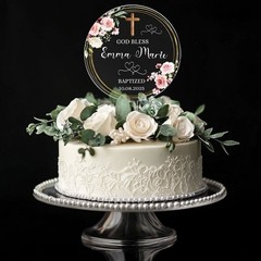 Personalized God Bless Cake Topper Photo Baptism Christening First Communion