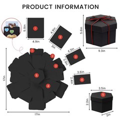 Koogel Explosion 9.84 X 14.56 X 0.59 Inches, Holds Up to 36 Photos, Black