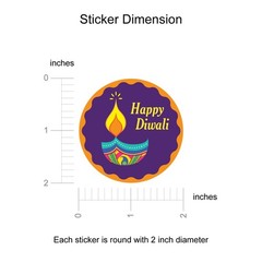 Happy Diwali Party Stickers, 40 Count, 2 Inches, Round, 4 Unique Designs