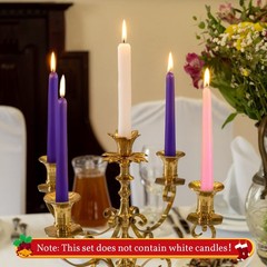 Patelai 40 Pcs Christmas Advent Candle Set Taper 10 inches, Purple Pink