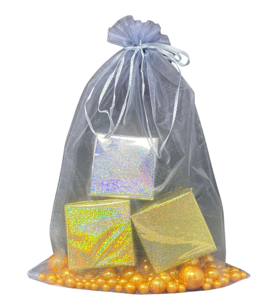 50 Pack Large Organza Gift Bags 12×16 Inch Silver Gray Weddings Birthdays