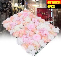4 Pcs Light Pink Artificial Silk Flower Wall Panels 40 × 60 cm Wedding Backdrop