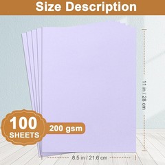 Silunkia 100 Sheets Purple Cardstock 8.5 x 11 100 Sheets, Light