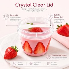8oz Plastic Dessert Cups with Lids and Spoons, Clear Yogurt 8oz 25 Pack