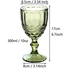 Green Wine Glasses set of 4 Vintage Glassware Drinking Water Goblets 10 OZ Co…