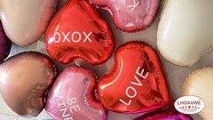 12 Pcs Red Heart Shaped Balloons 18 Inch XOXO | LOVE | 4 Colors Printed Xoxo