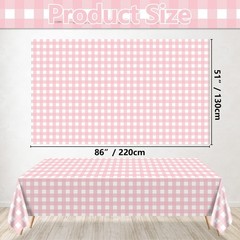 4 Pack Pink Gingham Tablecloths, Pink and White Checkered Tablecloths 86.6 x …