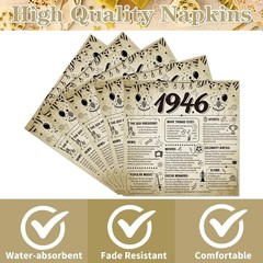80th Birthday Disposable Paper Napkins Party Decorations, 1946 80th Vintage B…