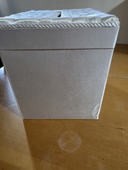White Satin Wedding Card Box Memory Keepsake Holder Pearl Tufted Lid